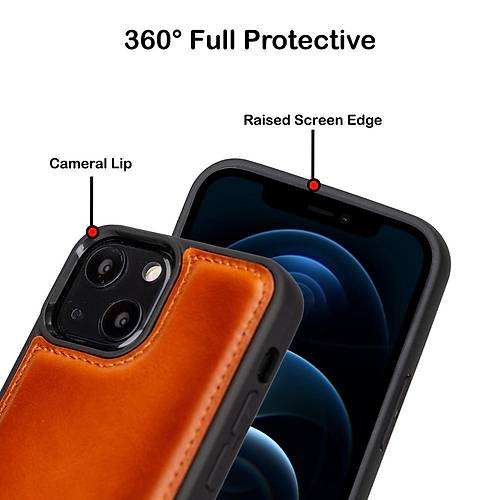 Bouletta Apple iPhone 13 Uyumlu Deri Arka Kapak RST2EF Taba