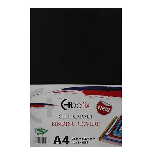 Bafix Cilt Kapa�� Plastik Opak A4 160 MIC Siyah  (100 l�)