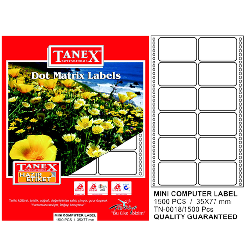 Tanex S�rekli Form Etiket 1500 L� 35x77 TN 0018