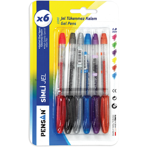 Pensan T�kenmez Kalem Jel Simli 1.0 MM G�m�� (12 paket)