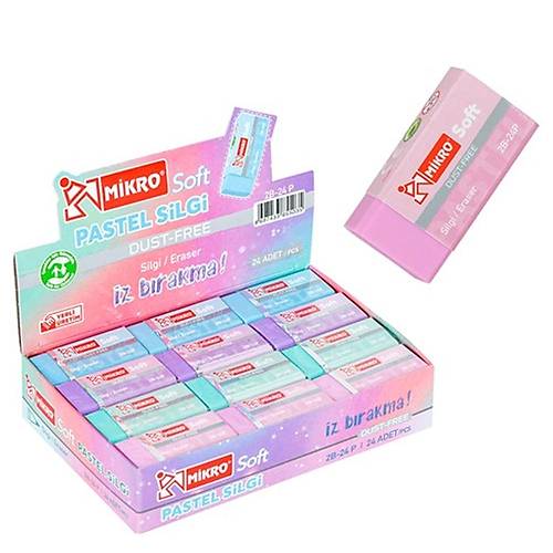 Mikro Silgi Soft Pastel 2B-24P (24 l� paket)
