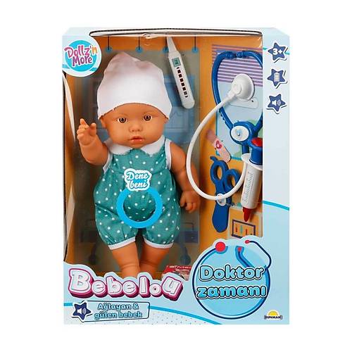 Sunman Oyuncak Bebelou Doktor Zaman� Sesli Bebek Seti 35 Cm