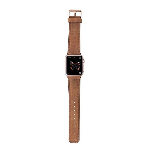 Apple Watch Uyumlu Deri Kordon 42-44-45mm G19 Taba