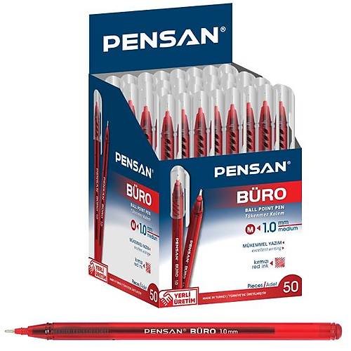 Pensan T�kenmez Kalem B�ro 1.0 MM K�rm�z� (50 L)� 2270