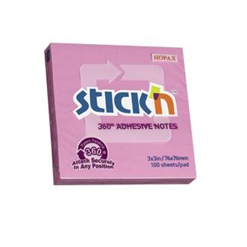 Hopax St�ckn Yap��kanl� Not Ka��d� (12 adet) 360� 100 YP 76x76  mmPembe 21554