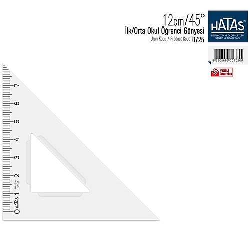 Hatas ��renci G�nyesi 45 Derece Plastik 12 CM 725 (36 adet)