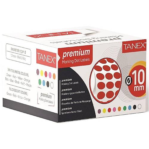 Tanex Nokta Etiket 10 MM 5000 Li K�rm�z� Tekli Kutu