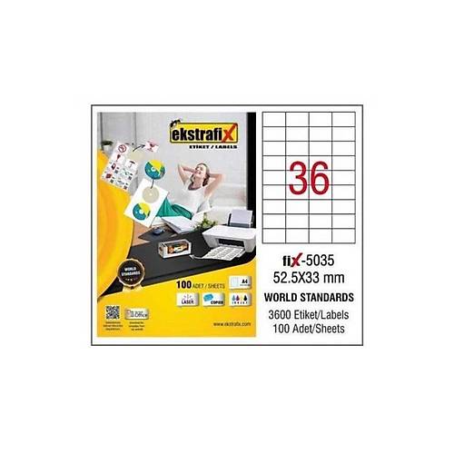 Ekstrafix Laser Etiket 100 YP 52,5X33 Laser-Copy-Inkjet F�X-5035