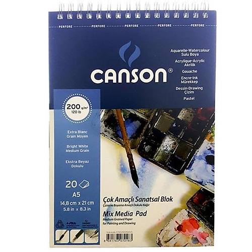Canson F�nface Resim Bloklar� 200 GR A5 20 YP �stten Spriralli