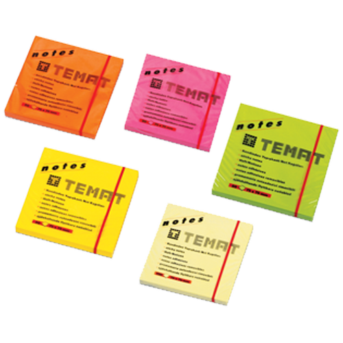 Temat Yap��kanl� Not Ka��d� (12 adet) 75x75 MM Fosforlu Sar�