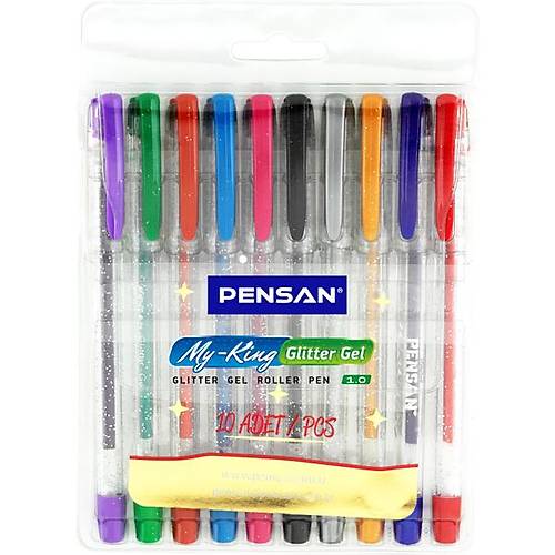Pensan T�kenmez Kalem My-King Jel Simli 10 Renk