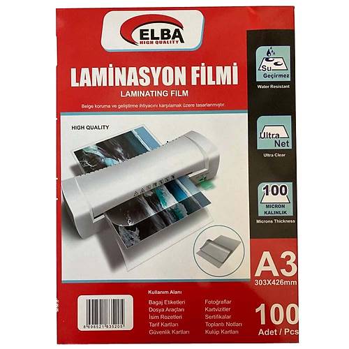 Elba Laminasyon Filmi A3 100 M�c ( 100 L�) 303x426