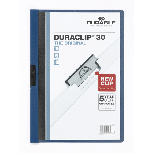 Durable S�k��t�rmal� Dosya DuraClip Ortadan Klipsli 30 Syf A4 Lacivert 2200