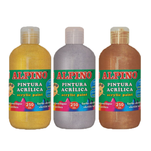 Alpino Akrilik Boya �i�e 250 ML Metalik Beyaz DV000120