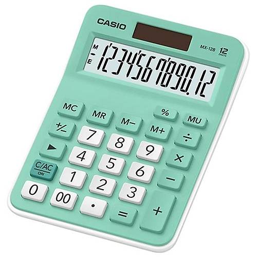 Casio Hesap Makinesi Masa �st� 12 Hane A��k Ye�il MX-12B-GN