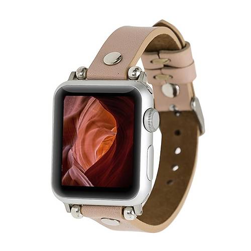Bouletta Apple Watch Uyumlu Deri Kordon 38-40-41mm Ferro ST NU1 Pembe