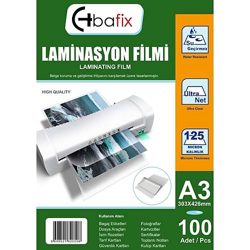 Bafix Laminasyon Filmi A3 125 MIC 100 L� 303-426