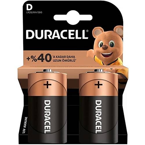 Duracell Alkalin B�y�k Boy Pil (D) 2 L� Kartela