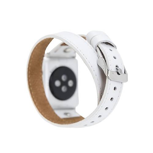Bouletta Apple Watch Uyumlu Deri Kordon 38-40-41mm Slim Double Tour ST F3 Beyaz