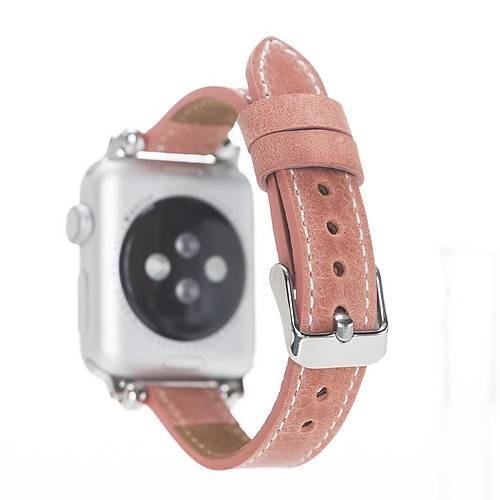 Bouletta Apple Watch Uyumlu Deri Kordon 38-40-41mm Slim G17 Mercan