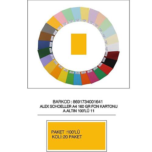 Alex Schoeller Fon Kartonu 160 GR A4 11 A Alt�n