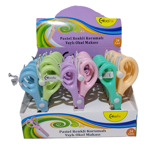Bafix Okul Makas� Korumal� Yayl� 13,5 Cm Pastel Renkli BFX-SA2050M