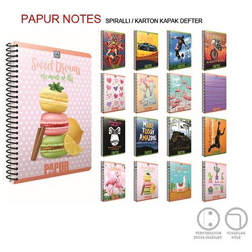 G�pta Papur Notes Spiralli Karton Kapak Defter A4 60 YP Kareli 4959-12 L� PAKET-12-LI-PKT