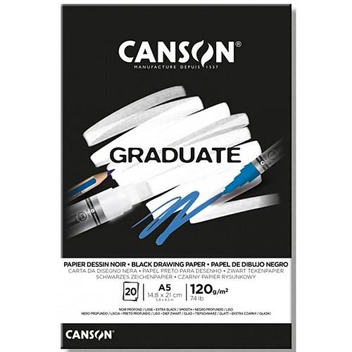 Canson �izim Blo�u Graduate Cangrad Siyah 20 Syf A5 120 GR