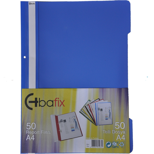 Bafix Telli Dosya Plastik XL Mavi A4 (50 li)