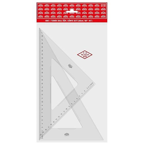Hatas ��renci G�nye Seti 45-60 Derece Plastik 30 CM 0807-10 LU PAKET-10-LI-PKT