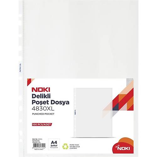 Noki Po�et Dosya xL 100 L� A4 40 MIC �effaf 4830xL-1-LI-PKT