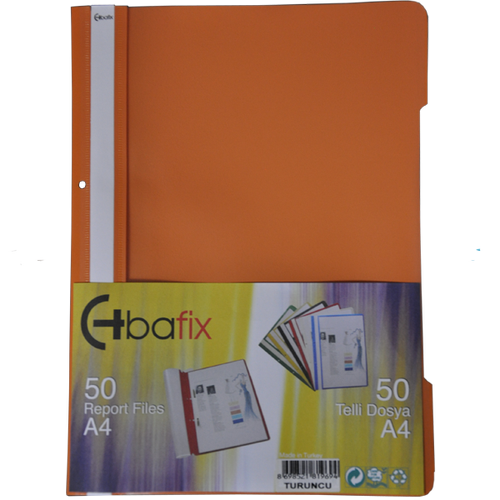 Bafix Telli Dosya Plastik XL Turuncu A4 (50 li)