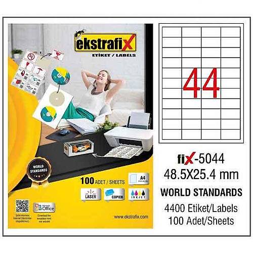 Ekstrafix Laser Etiket 100 YP 48.5x25,4 Laser-Copy-Inkjet F�X-5044