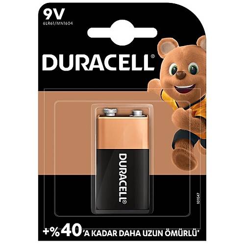 Duracell Alkalin 9 Volt Pil 1 L� Kartela