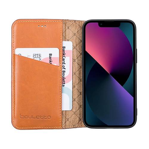 Bouletta Apple iPhone 13 Mini Uyumlu Deri Slim Klf BROK RST2EF