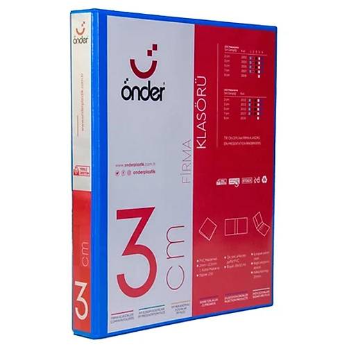 �nder Sunum Klas�r� 4 Halkal� 30 MM A4 Mavi 2013-1