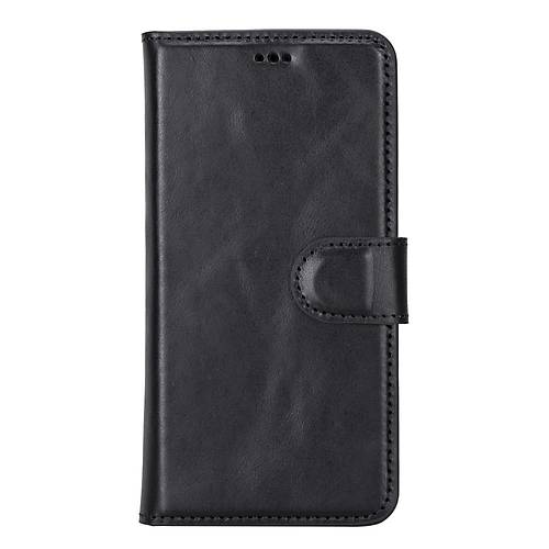 Samsung Galaxy S22 Uyumlu Deri Czdanl Klf MWWN RST1 Siyah
