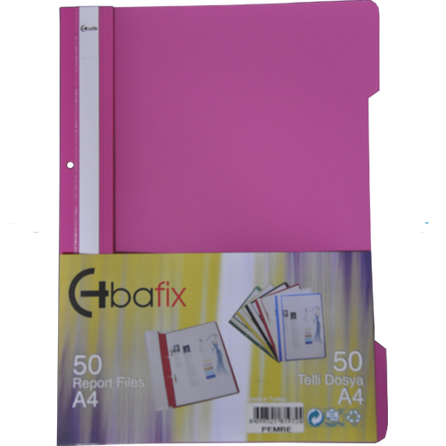 Bafix Telli Dosya Plastik XL Pembe A4 (50 li)