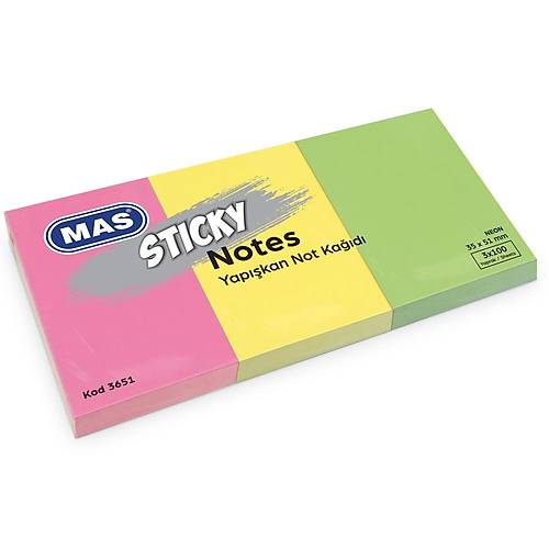 Mas Yapkanl Not Kad 3 Blok 100 SY 35x51 Neon 3651