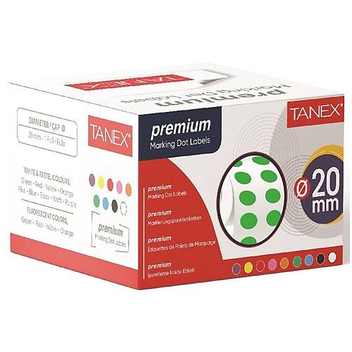 Tanex Nokta Etiket 20 MM 2500 Li Ye�il  Tekli Kutu