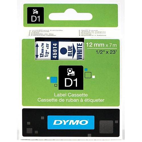 Dymo D1 �erit Standart 12 MMx7 MT Beyaz �zerine Mavi 45014 S0720540
