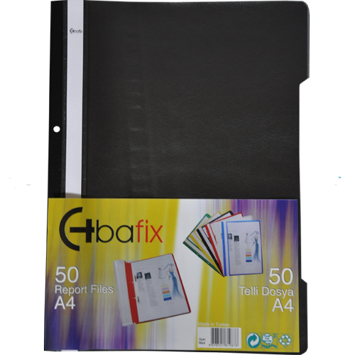 Bafix Telli Dosya Plastik XL Siyah A4 (50 li)