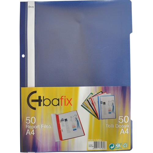 Bafix Telli Dosya Plastik XL Lacivert A4 (50 li)