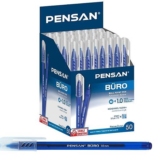 Pensan T�kenmez Kalem B�ro 1 MM Mavi (50 L�) 2270