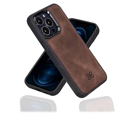 Bouletta Apple iPhone 13 Pro Uyumlu Deri Arka Kapak TN3 Kahve