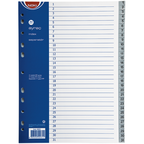 Noki Seperat�r 1-31 Rakaml� Plastik A4 59231