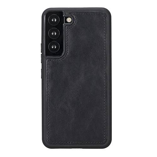 Samsung Galaxy S22 Uyumlu Deri Czdanl Klf MWWN RST1 Siyah
