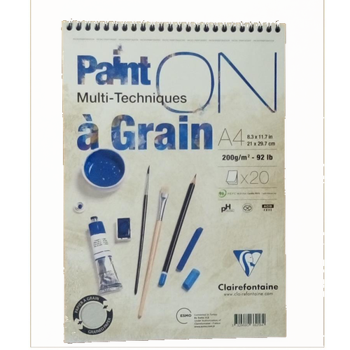 Clairefontaine Resim Defteri paint-On A Grain �izim Blok �stten Spiralli 20 YP A4 200 GR PD 966218