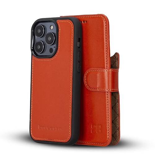 Bouletta Apple iPhone 14 Pro Uyumlu Deri Czdanl Klf MWWN NU4