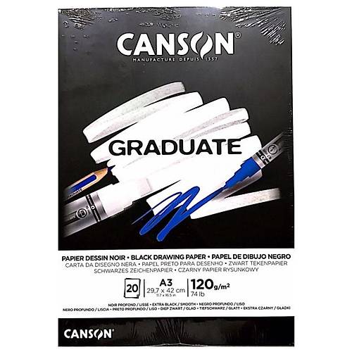 Canson �izim Blo�u Graduate Cangrad Siyah 20 Syf A3 120 GR